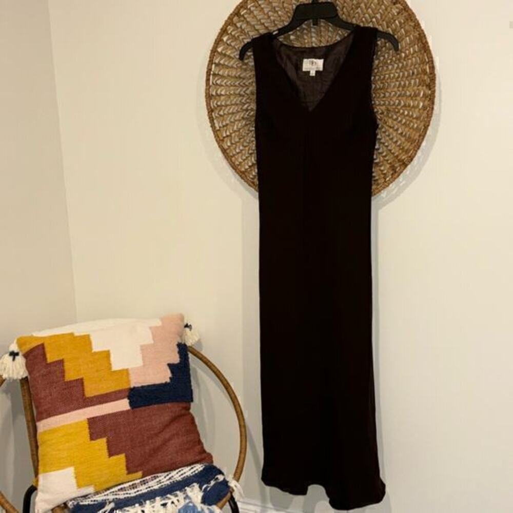 Sandra Darren brown floor length sleeveless dress size 10